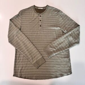 Marine Layer Olive Striped Long Sleeve Henley
